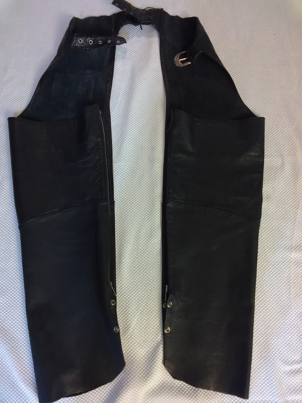 Women's Black Leather Chaps - Classic Riding Style